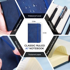 OKAMMY Small Pocket Journal Tiny Notebook - Small Notebooks 4.3" x 3" Leather Notepad Mini Pocket Notebook, 4 Pack Small Journal Notebook for Traveler(100 Sheets/200 Pages)