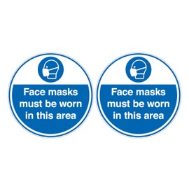 Tek Automotive Face Masks Must Be Worn Sticker – Twin Pack, 99mm Diameter – Safety Sign – Gloss Permanent Vinyl – Indoor & Outdoor Use for Shops, Offices, Schools, Hospitals & Public Spaces