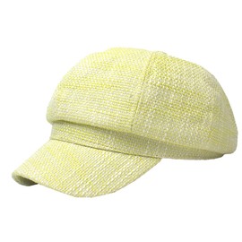 One Limitation CP884 Women's Checkered Newsboy Hat, Hat, Polyester, Fashion, Tweed, yellow