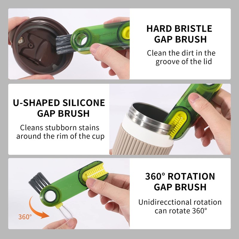 3 in 1 Cup Lid Gap Cleaning Brush Set, Multifunctional
