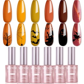 MIZHSE Gel Nail Polish: Fall Colors Gel Polish Set 18ml Large Capacity, Autumn and Winter Colors Pumpkin Orange Series Hot Yellow Red Soak Off Nail Art Gel Nail Kit Gift for Women