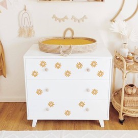 Neukids Boho Daisy Wall Stickers, Orange Daisies Wall Decal for Girls Kids Bedrooms Livingroom Classroom, Removable Children's Nursery Stickers Walls Window Decor