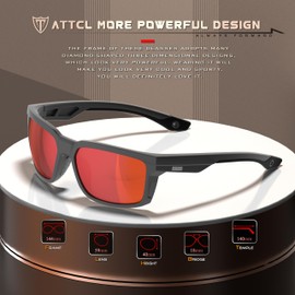 ATTCL Sunglasses Men's Polarised Sports Glasses Driver's Glasses TR90 Frame Ultra Light CAT 3 UV400 Protection 2238 Black Red