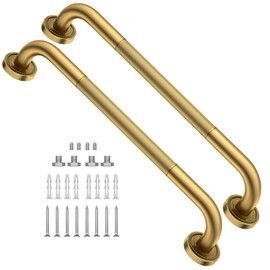 2 Pack 20 Inch Anti Slip Shower Grab Bar Oil Rubbed Black Bronze, ZUEXT Antique Brass Bathroom Grab Bar, Knurled Bath Balance Bar, Safety Handrail Support, Handicap Elderly Senior Assist Bath Handle