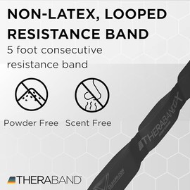 TheraBand CLX - Banda de Resistencia con bucles, Banda de 5 pies, Negra, Especial Pesada, sin látex, Banda elástica para Ejercicio, Movilidad y rehabi