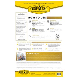 Coop Gro Organic Chicken Manure Fertilizer 25 lb. Bag. All-Natural Plant Food for Vegetable Gardens, Flower Beds, Indoor Plants & Shrubs. Pelleted Fruit Tree Fertilizer