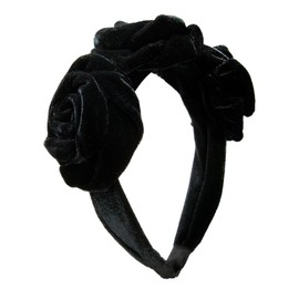 Alpenflüstern ADV146 Costume Headband Velvet Flowers Women's Hair Accessories Non-Slip Headband for Dirndl (Black)