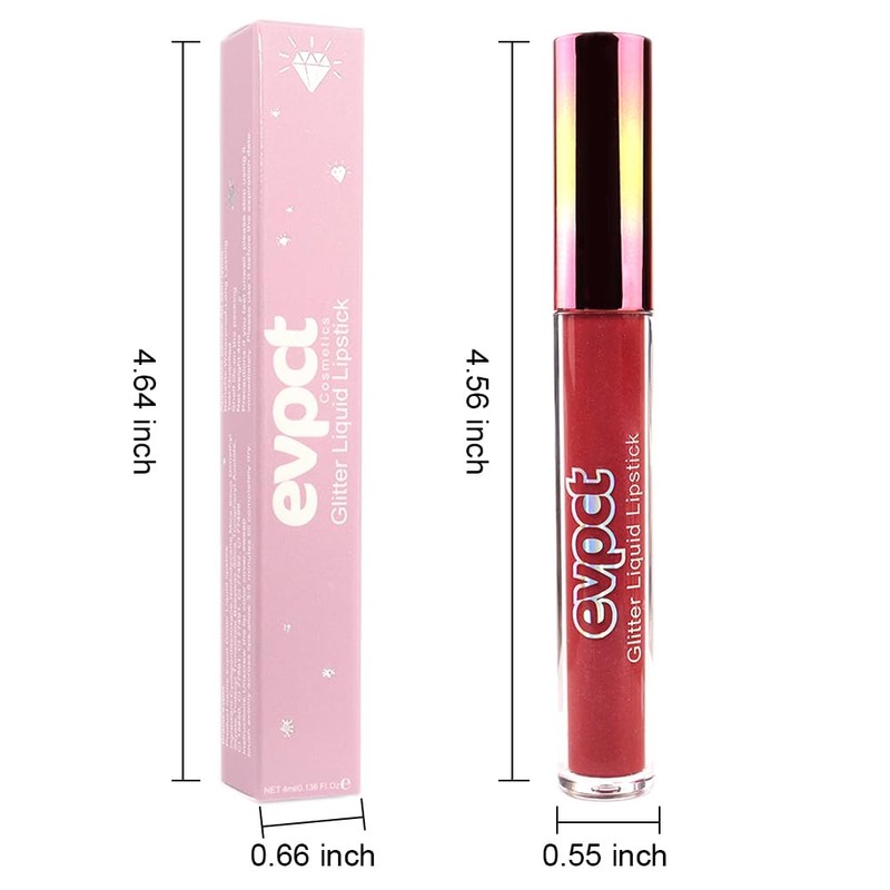 evpct 1Pcs Wine Red Matte to Glitter Liquid Lipstick Lip