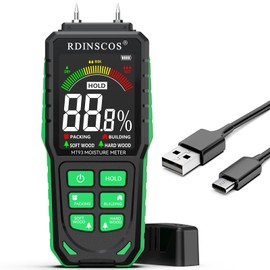 Rechargeable Moisture Meter for Wood, Walls & Hardwood – Accurate Pin-Type Digital Tester with Large Color Display, Automatic Alarm, Calibration & HOLD Function for DIY & Construction Projects