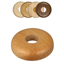 FUX Pack of 2 Single Heating Pipe Rosette, 15 mm - 22 mm, Pipe Cover, Cover Rosettes, Trim, Radiator Rosettes, Wood, Parquet, Wooden Rosettes (15 mm, Beech)