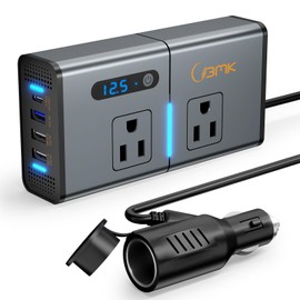 BMK BMK BMK 200W Car Power Inverter Newly Car Plug Adapter Outlet Charger DC 12V to 110V Car Inverter with 1.2A&2.4A USB, 1 QC3.0 USB and 1 Type C Ports Black