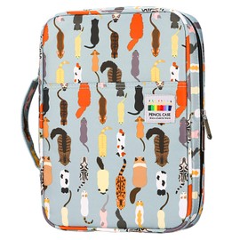 YOUSHARES Colored Pencil Case 166 Slots Pen Case Organizer With Handy Wrap & Zipper, Multilayer Holder for Prismacolor Colored Pencils & Gel Pen (Cat)