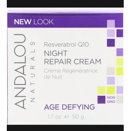 Andalou Naturals Night Repair Cream, Resveratrol Q10, Age-Defying, 1.7 oz (50 g)