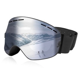 Queshark Ski Goggles, Skiing Goggles with Double Spherical Lens, UV400 Protection, Anti-Fog & Anti-Glare, Helmet Compatible, Snowboarding Goggles for Men Women Youth