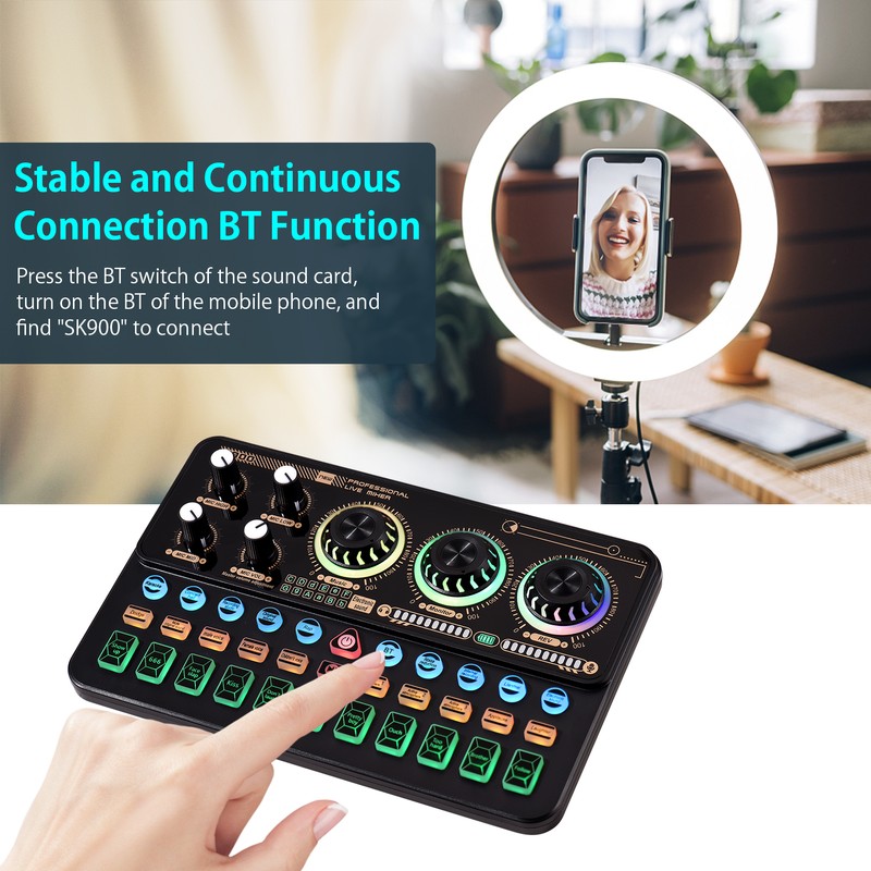 SK900 Multi-function Mixer Portable Digital Sound Card Kit Professional Live