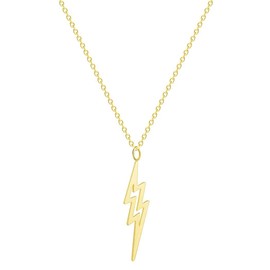 Eiffy Simple Stainless Steel Flash Lightning Bolt Choker Necklace Cute Thunder Strike Pendant Necklaces for Women Jewelry (Gold)