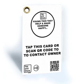 Tap and Share™ Smart Luggage Tag | NFC & QR Code Luggage Tag with Smart Passive Tracking 'Do I Look Lost' | 2 Pack | B&W