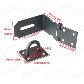 Sayayo Door Hasp Latch Lock 5 Inch Right Angle Padlock Clasp Hasp Lock, Safety Pocket Door Lock Bifold Door Latch Lock, Stainless Steel Matte Black, 2 PCS, CMS9KB-5-2P