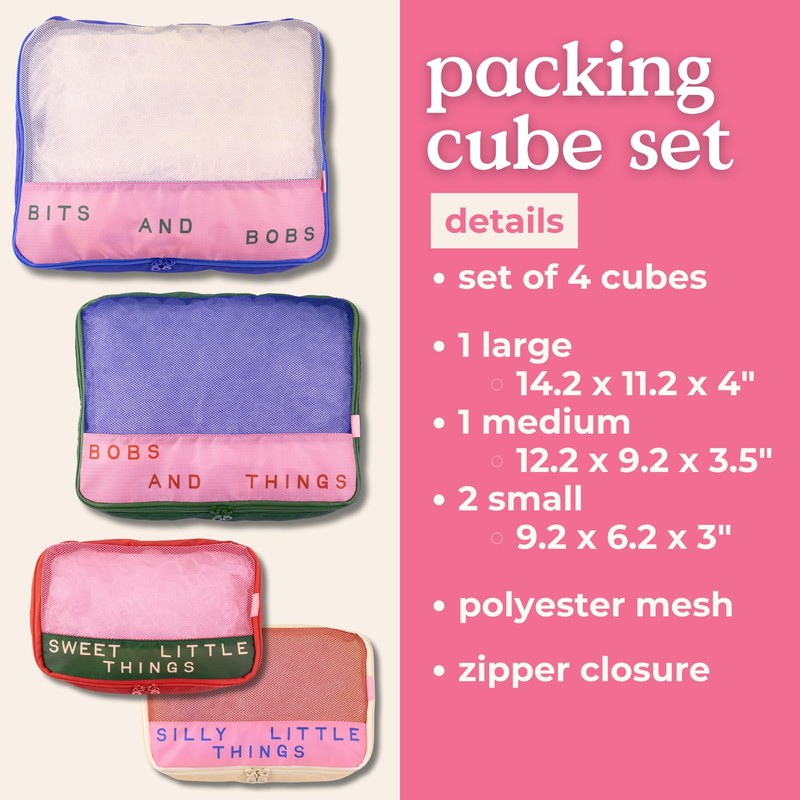 ban.do Getaway Polyester and Mesh Packing Cube Set, Includes 4