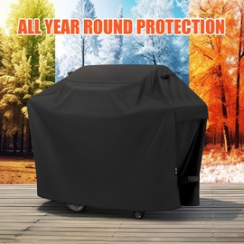 LCGOD Barbecue Cover Weatherproof, 210D Oxford Fabric Grill Cover with Velcro Fastening, Waterproof, Dustproof, Breathable, Tear-Resistant Gas Grill Cover, Universal (163 x 61 x 122 cm)