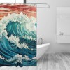LITINGZHILONG Japanese Wave Art Shower Curtain, Oriental Retro Wave Monochrome