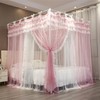 NXGIO Bed Canopy Curtain Double Layer 4 Corners Post Lace