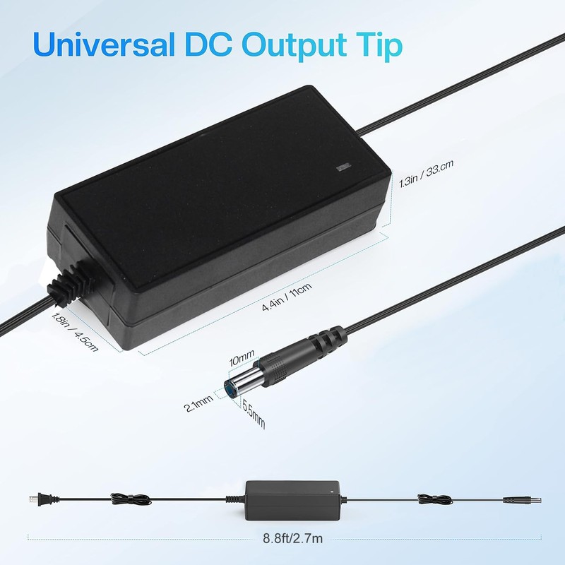 12V Power Cord Compatible for snailax,for Comfier Back/Foot Massager(CF-2206N,CF-2309A,CF-2307A,CF-5212,CF-5701,CF-6006N) 12v