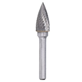 Rotary File Burr 2 Cut Pointed Arc Shape Die Grinder Drill Bit 6mm Shank 2 Groove Pointed Cone Taper Rotary Burr for Woodworking Drilling Metal Carving