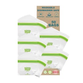 Smelly Proof 50pk Stand-Up Reusable Food Storage Freezer Bags - US Made, BPA-Free, Clear 3 mils 4" x 3" - 50 pcs