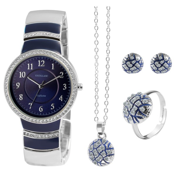 Excellanc 1800222 Women's Jewellery Set Watch Necklace Pendant Ring Earrings,