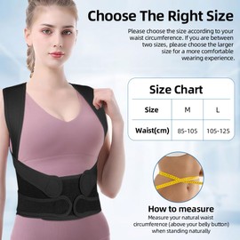 AYESY Back Straightener, Posture Correction Back for Men and Women, Adjustable Posture Trainer, Back Strap, Straightener, Back Strap for Pain (Black, M)