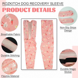 ROZKITCH Dog Surgery Recovery Sleeve Front Right Left Leg, Pet Prevent Licking Wound Elbow Brace Protector, Dog Recovery Suit Cone Collar Alternative for Sprain ACL CCL Arthritis Joint Care Rabbit 3XL