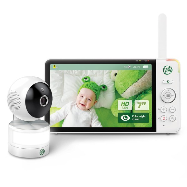 LeapFrog LF920HD Video Monitor, 7" HD Display, Color Night Vision, 360 Pan Tilt, Night Light, Temp & Humidity Sensor, Up to 15Hrs Video Time, Range Up to 1000ft, Secure Transmission