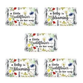 60 Wildflower Baby Shower Mini Candy Bar Wrapper, Baby in Bloom, Blooming Miniatures Chocolate Candy Bar Stickers Decorations, Candy Not Included. Made in USA