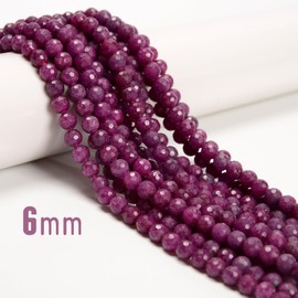 JM Design Natural Ruby Faceted Round Beads Size 4mm 15.5'' Strand for Jewelry Making