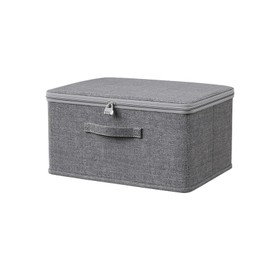 ACESOME Storage Box With Combination Lock, Collapsible Storage Box with Lid, Cationic Fabric Closet Storage Box, Wardrobe Storage for Clothes, Jeans,T-shirts, Quilts, Sweater (38 x 25.5 x 16 cm)