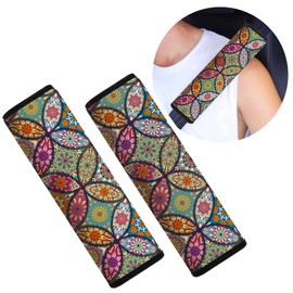 Mokiwala Car Seat Belt Pad Cover, 2-Pack Soft Car Safety Seat Belt Strap Shoulder Pad for Adults and Children, Suitable for Car Seat Belt, Backpack, Shoulder Bag (Pretty Mandala)