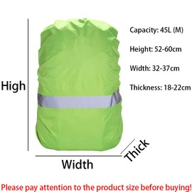 JAHEMU Rain Cover for Backpack Rain Cover with Reflective Strips Adjustable Buckle Storage Bag 45L School Bag Rain Cover Reflective for Travel Camping Hiking Cycling
