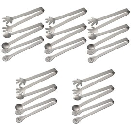 Alipis 5sets Metal Tongs Ice Cube Toast Tongs Stainless Steel Long Handle Ideal for Buffet BBQ Sugar Cubes 3pcs*5
