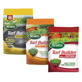 Scotts Turf Builder Weed & Feed5, SummerGuard and WinterGuard, 3 Bag Bundle, Small Lawns
