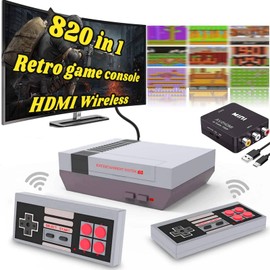 Classic Mini Retro Game Console Built in 820 Classic Games and Dual Wireless Remote Controllers,AV and HDMI Output Video Game System for Ideal Gift