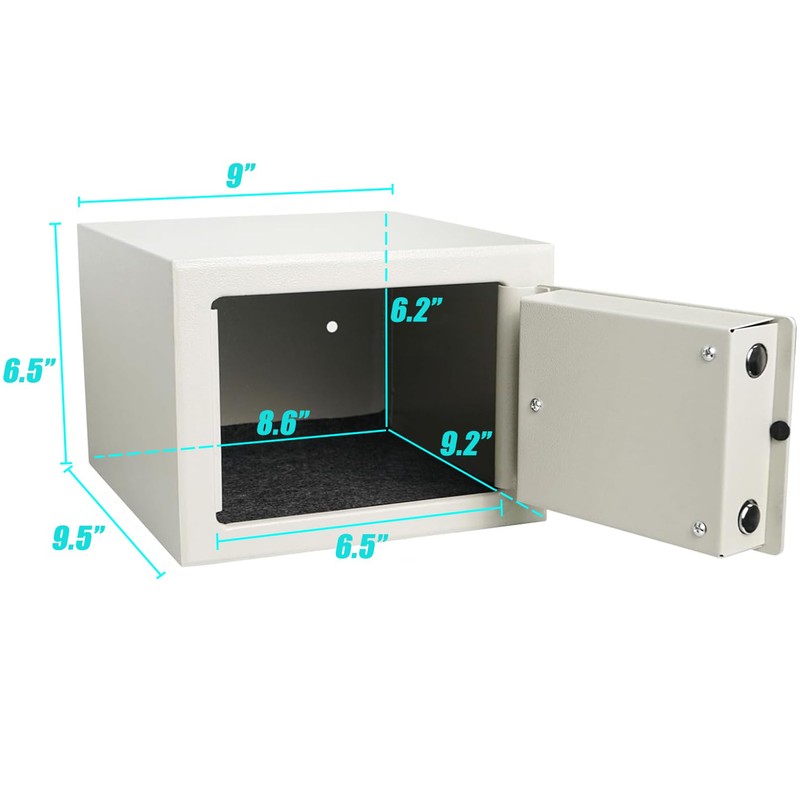Luwint Small Steel Safe Box with Key Lock, 0.3 Cu