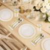 210Pcs Ivory Scalloped Plastic Plates with Gold Trim Elegant Plastic