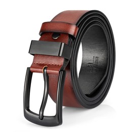 EsengNoyi Brown Leather Belt for Men, Mens Casual Belts for Jeans with Single Prong Buckle (Brown, XL - waist 44"-47")