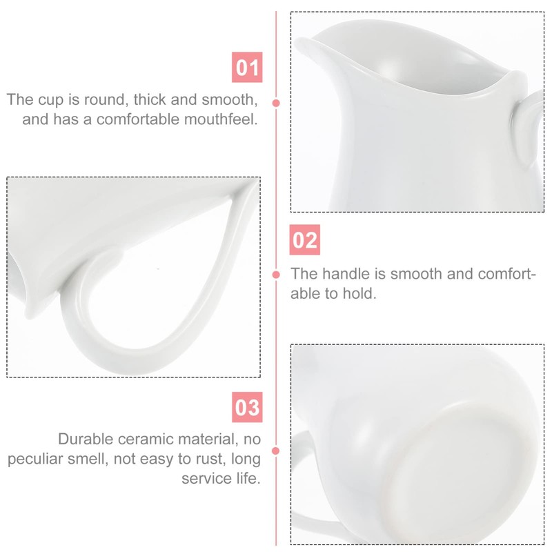 White Ceramic Creamer with Handle Coffee Milk Creamer Pitcher Serving