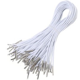 SUPVOX 100PCS Elastic Barbed Cords Elastic Loop Stretch Thread String with Metal Barbs Fastener for Mask Making Book Binding (White)