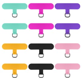 ZEYIYER 12 Pack Phone Tether Tab, Universal Phone Lanyard Tab, Without Adhesive Cell Phone Lanyard Patches for Phone Strap, Phone Lanyard Replacement Part for Cell Phone (6 Colors)