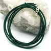 Unbespielt Leather Cord Necklace Green Lobster Clasp Silver-Coloured 1 m