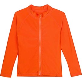 SwimZip UPF 50+ Long Sleeve Rash Guard for Boys and Girls - Baby, Toddler, Kids Orange