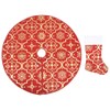 "vidaXL Luxury Christmas Tree Skirt with Sock - Red Fabric,
